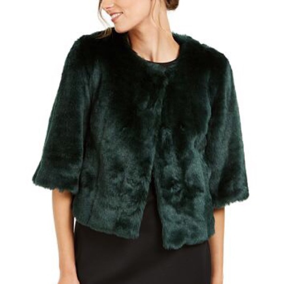Calvin Klein Jackets & Blazers - Calvin Klein Emerald Green Faux Fur Dress Jacket